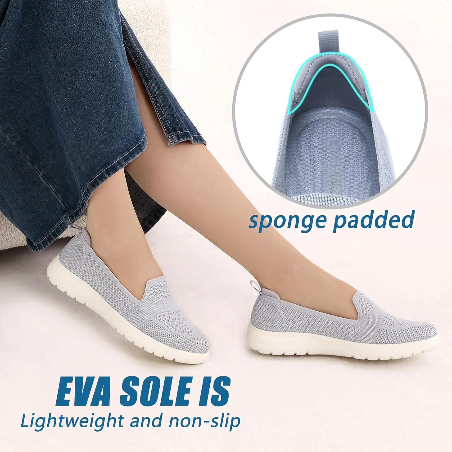 Buyrew Loafers for Women Comfort Slip On Walking Shoes Knit Dressy Comfortable Business Casual Work Flats