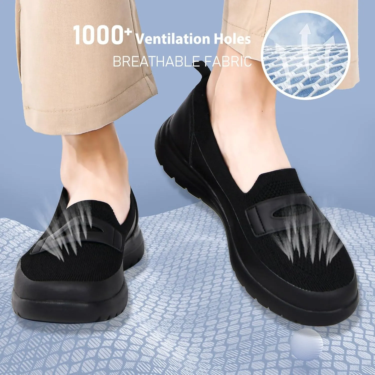 Buyrew Loafers for Women Comfort Slip On Walking Shoes Knit Dressy Comfortable Business Casual Work Flats