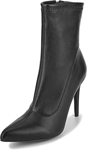 CAMSSOO Women's Ankle Boots Stiletto High Heels Boots Sexy Pointed Toe Side Zipper Sock Boots Comfy Mid Calf Booties