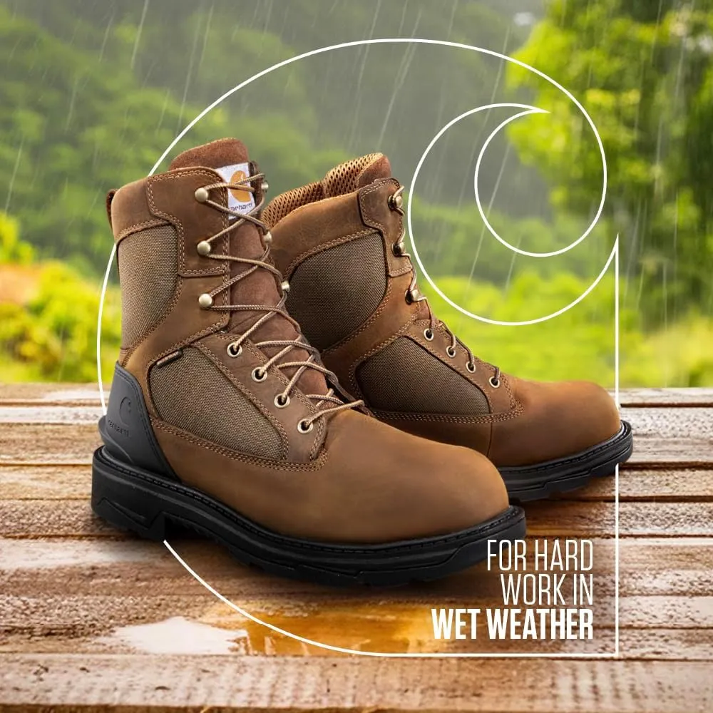 Carhartt Ironwood Waterproof Work Boots for Men - 8-inch, Reinforced Oil-Tanned Leather with Breathable Membrane, EH & Slip-Resistant Outsoles