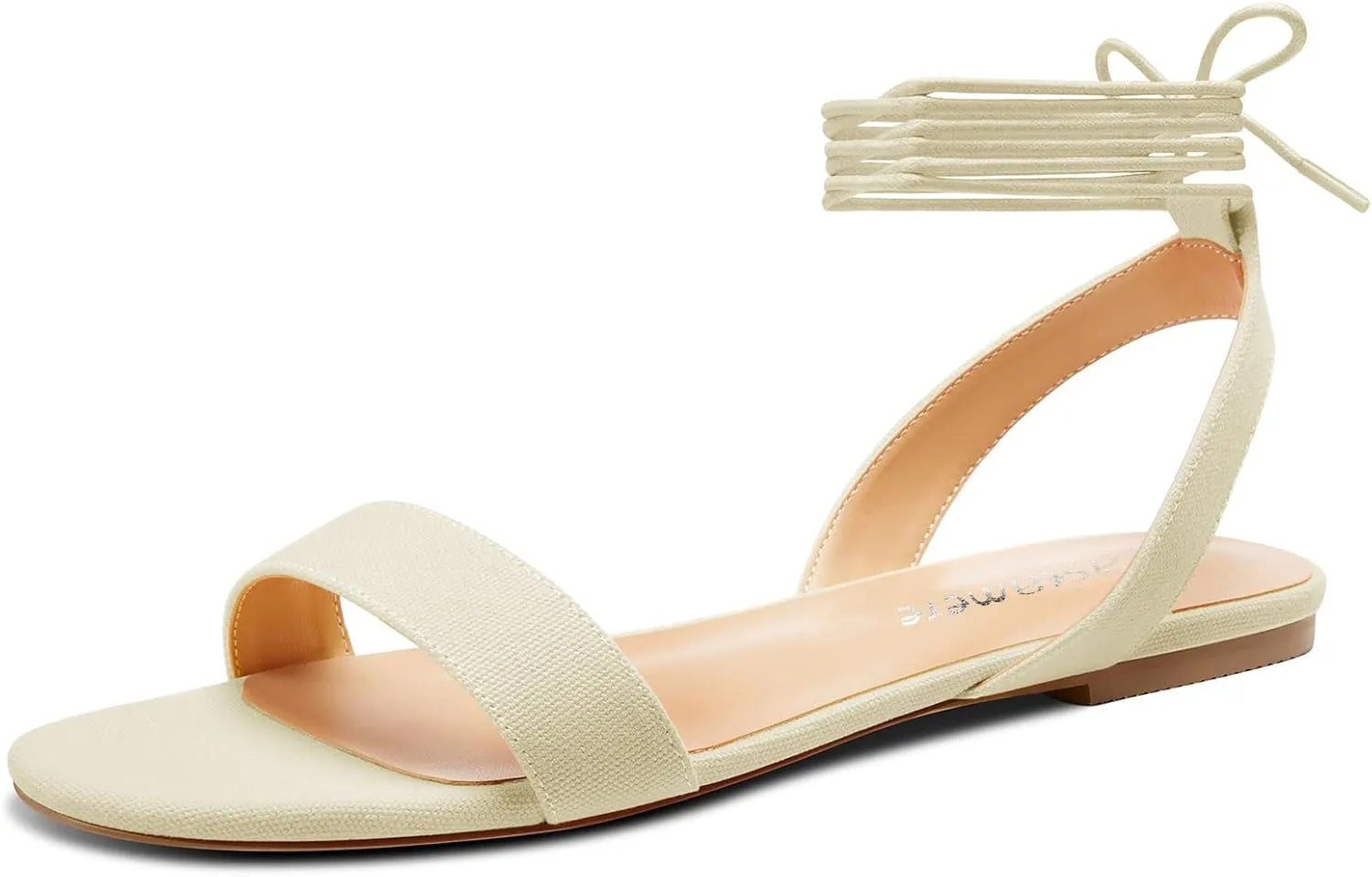 Castamere Womens Low Heel Open Toe Ankle Strap Lace-up Flats Shoes Sandals Casual Basic Classic Denim Summer 0.4 Inches Heels
