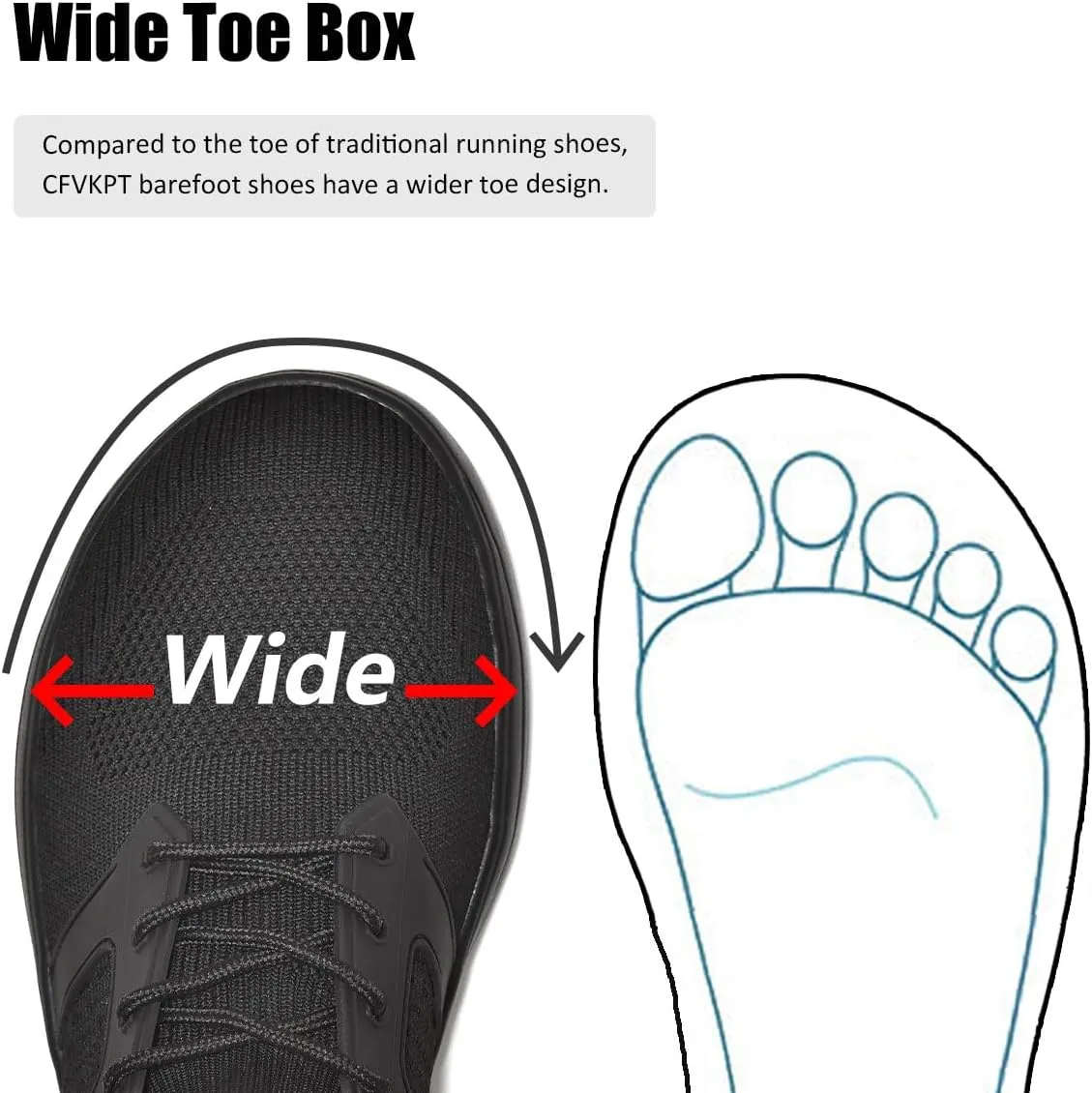 CFVKPT Mens Barefoot Dress Shoes Wide Toe Box Slip On Oxfords Running Sneakers Size 6.5-12
