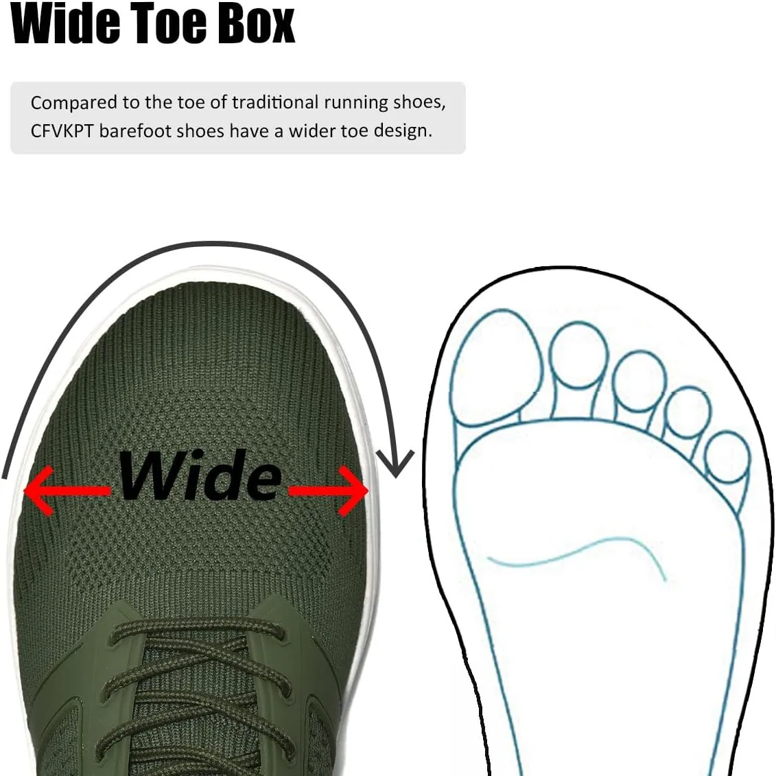 CFVKPT Mens Barefoot Dress Shoes Wide Toe Box Slip On Oxfords Running Sneakers Size 6.5-12
