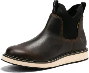 Chelsea Work Boots Men, 6 Inch Soft Toe Waterproof Full Grain Leather Chelsea Wedge Work Shoes Breathable Comfortable(BP501-503)