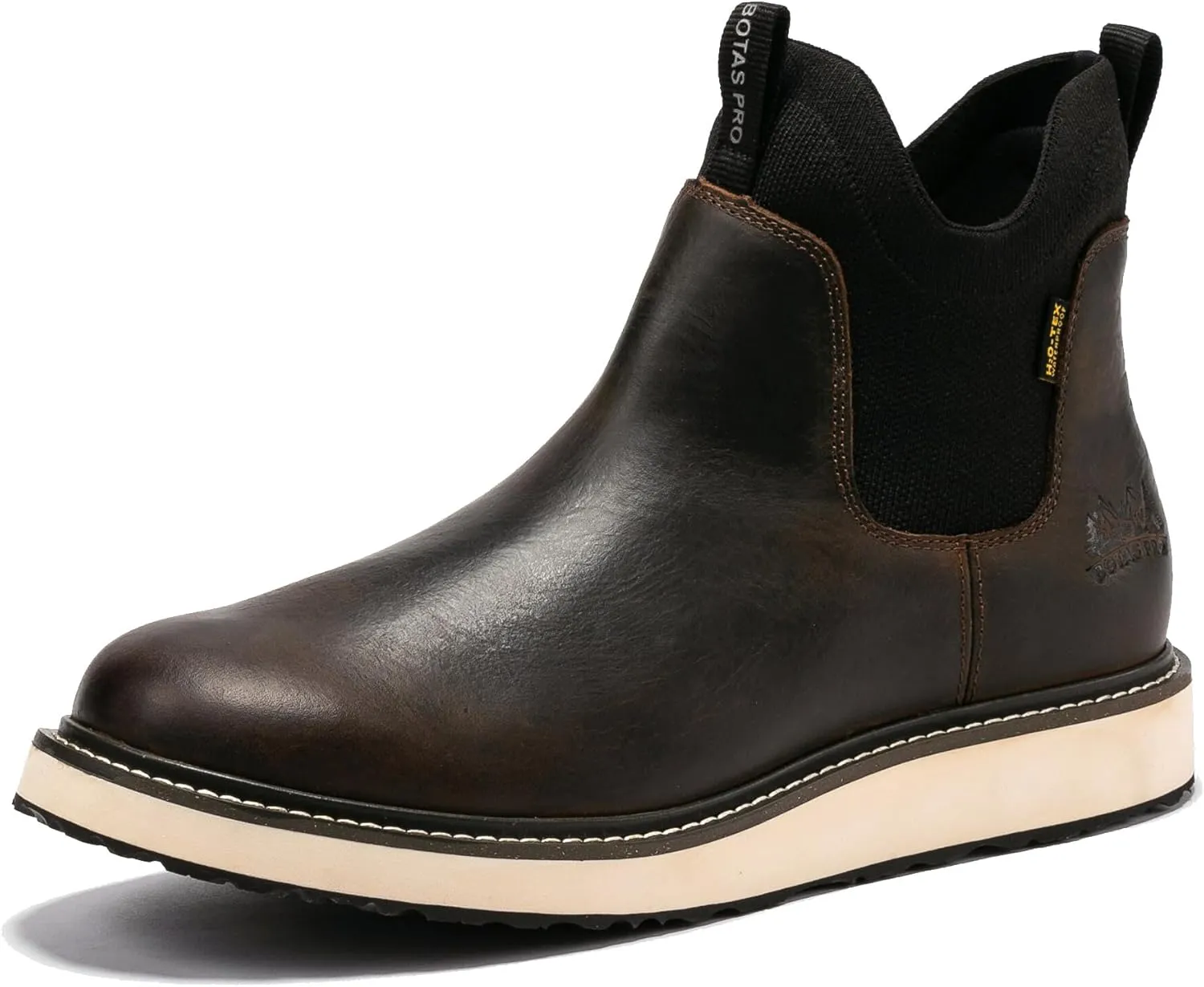 Chelsea Work Boots Men, 6 Inch Soft Toe Waterproof Full Grain Leather Chelsea Wedge Work Shoes Breathable Comfortable(BP501-503)