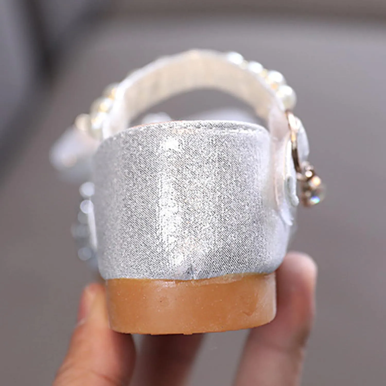 Child and Toddler Baby Girls Shoes Low Heel Bowknot Glitter Rhinestone Shoes Princess Wedding Party (Silver, 3 Big Kids)