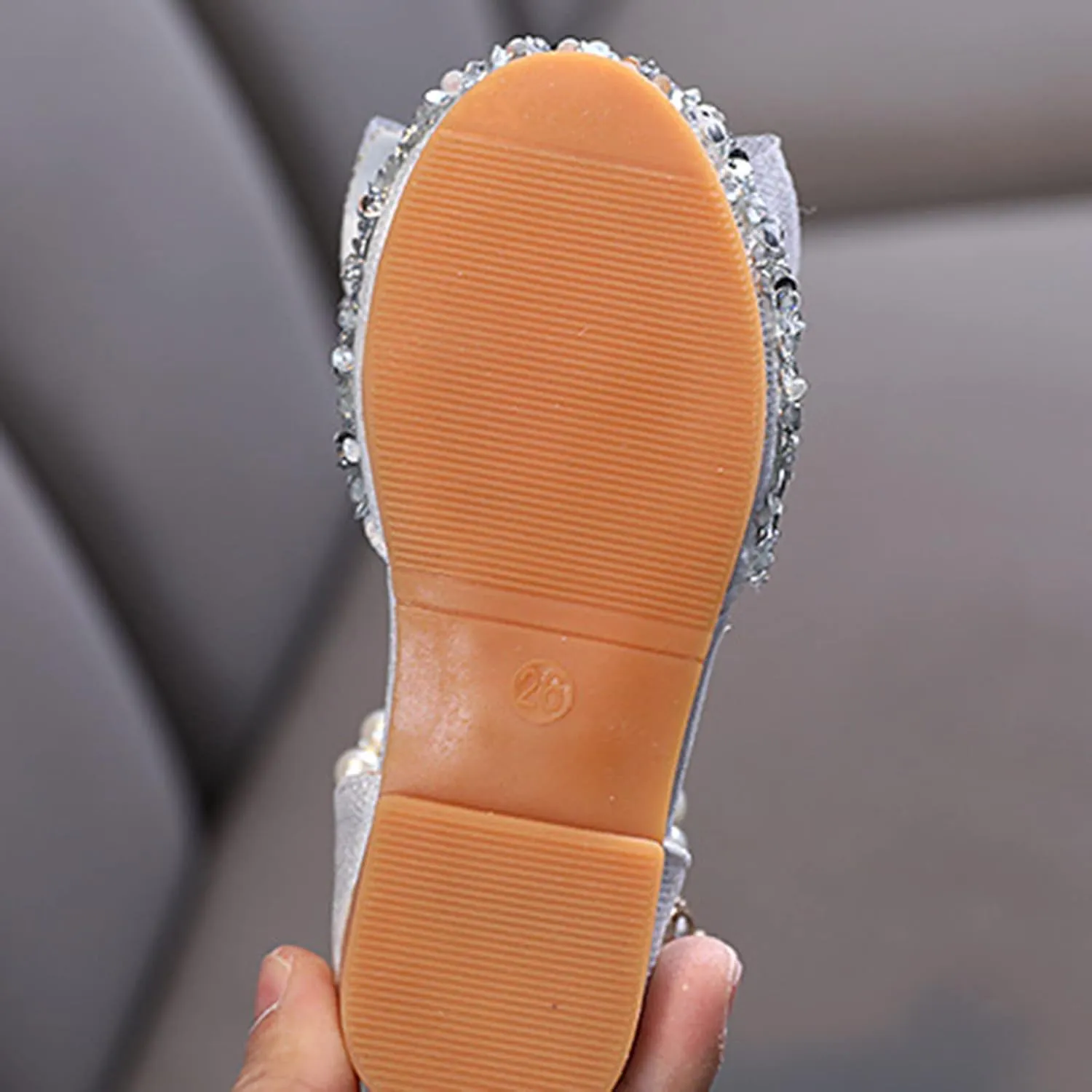 Child and Toddler Baby Girls Shoes Low Heel Bowknot Glitter Rhinestone Shoes Princess Wedding Party (Silver, 3 Big Kids)