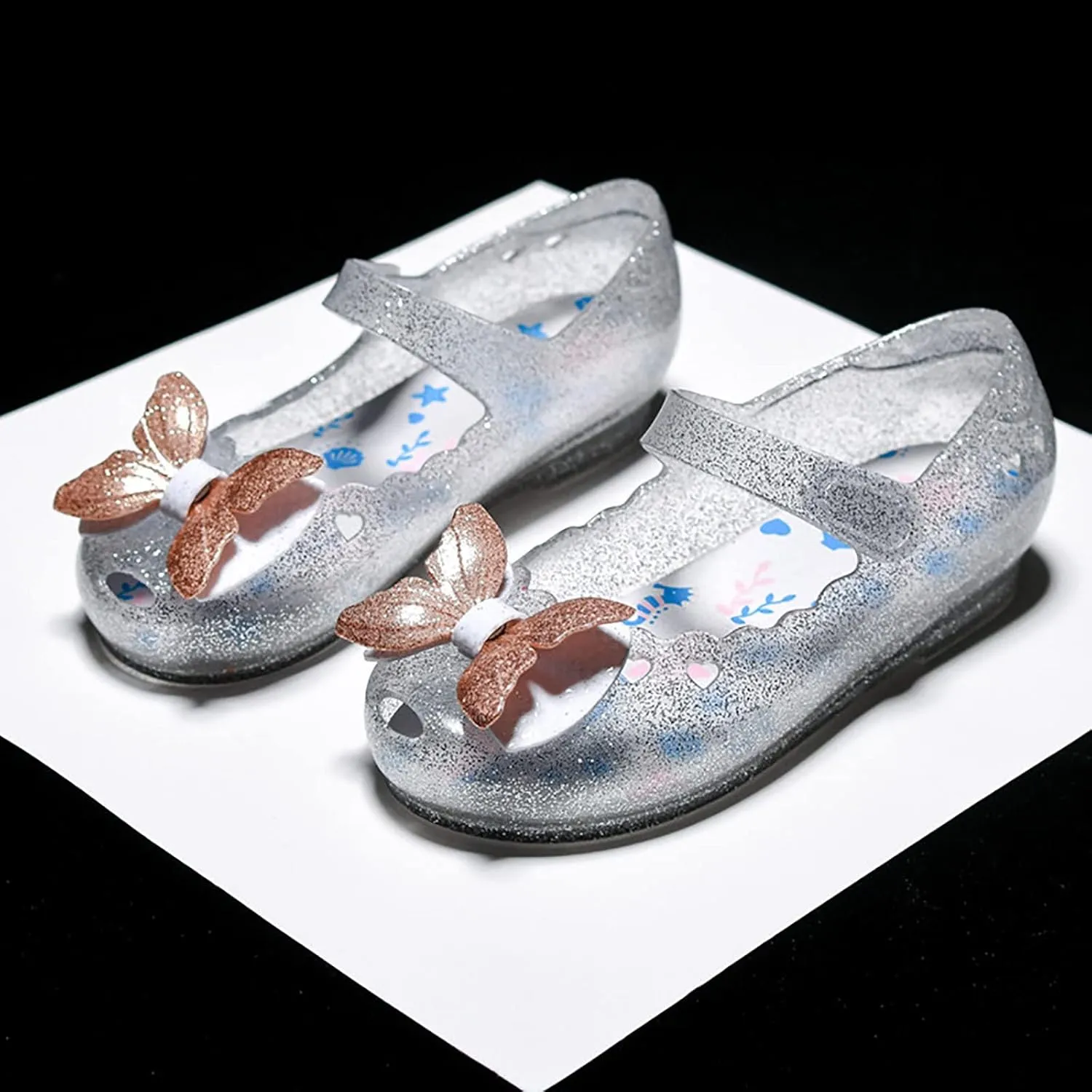 Children Kids Girls LED Light PVC Sandals Casual Luminous Shoes Jelly Bow Round Toe Princess Shoes