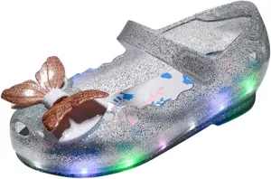 Children Kids Girls LED Light PVC Sandals Casual Luminous Shoes Jelly Bow Round Toe Princess Shoes