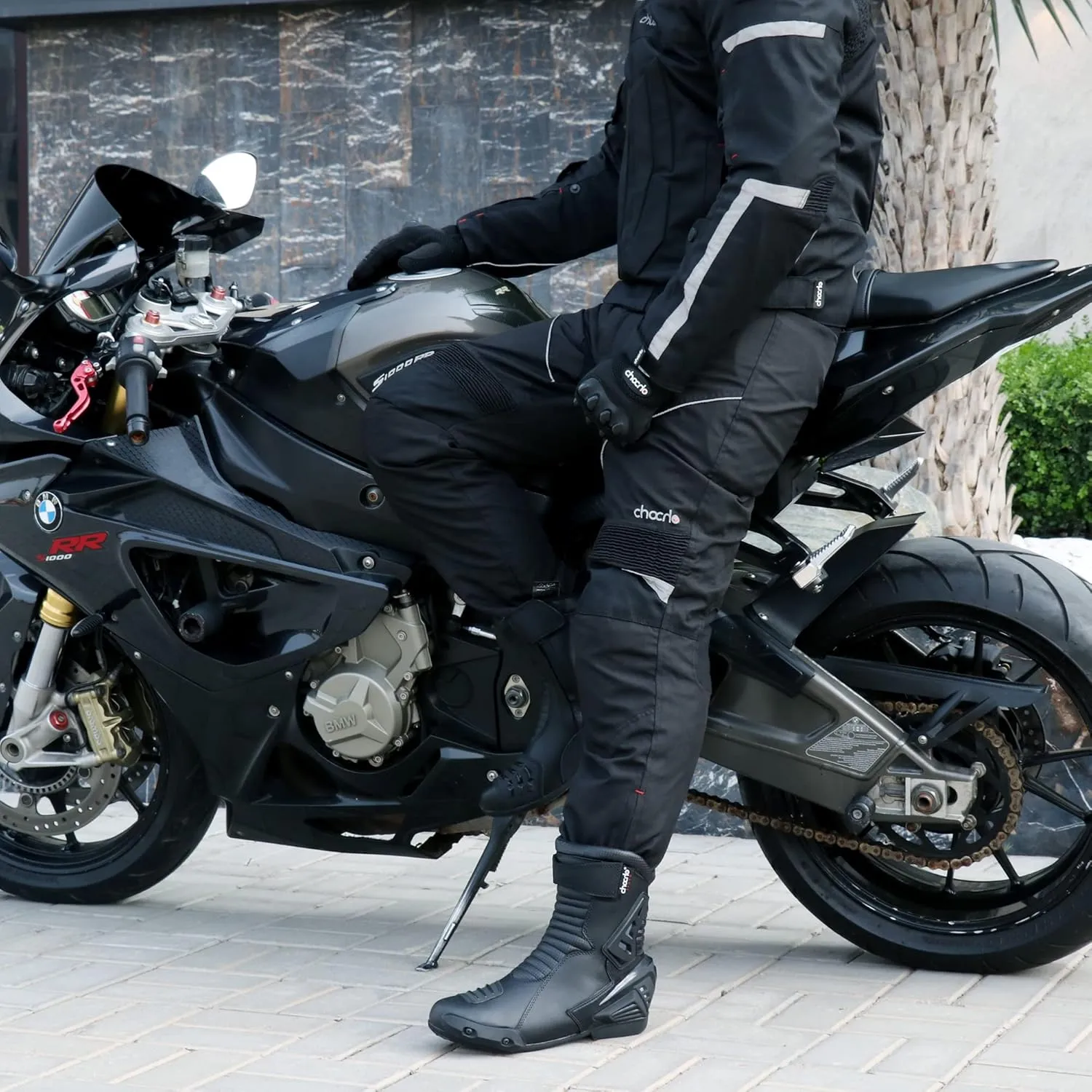 ChoCho Track Motorcycle Riding Boots for Men Rubber Sole Sport Bikes Ankle Protective Motorcycle Shoes with Zipper Closure