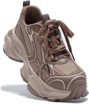 Chunky Sneakers for Women, Womens Fashion Sneakers, Leather Comfortable Dad Shoe Lace-Up Platform Walking Running Shoes