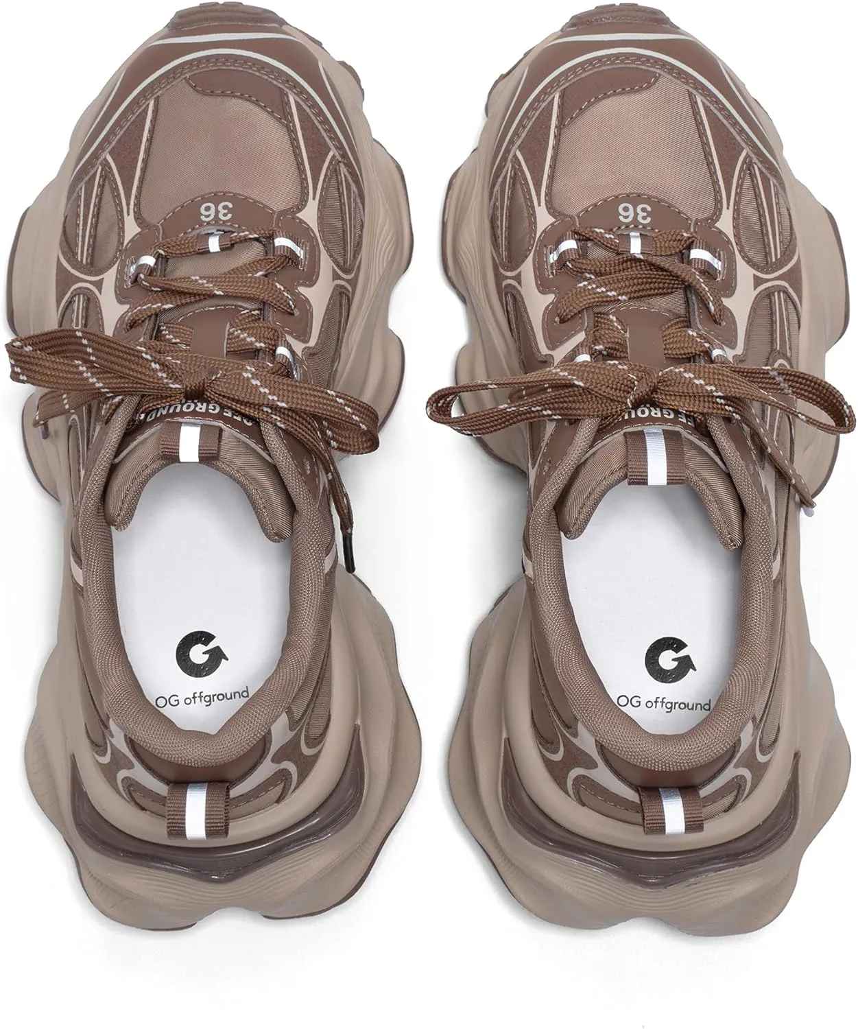 Chunky Sneakers for Women, Womens Fashion Sneakers, Leather Comfortable Dad Shoe Lace-Up Platform Walking Running Shoes
