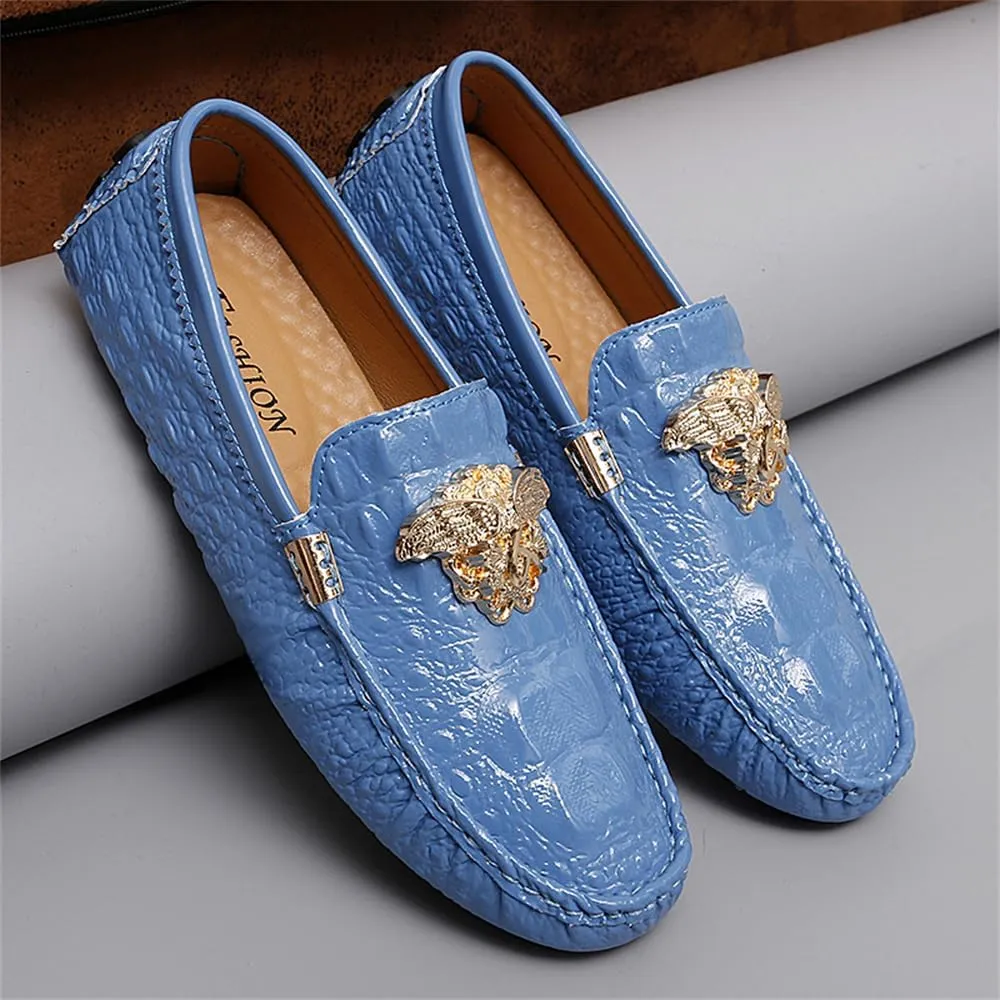 CHUUMEE Fashion Crocodile Pattern Men's Driving Penny Loafers Leather Moccasin Slip-On Casual Dress Boat Shoes