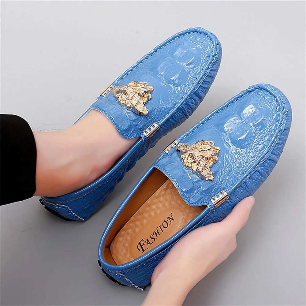 CHUUMEE Fashion Crocodile Pattern Men's Driving Penny Loafers Leather Moccasin Slip-On Casual Dress Boat Shoes