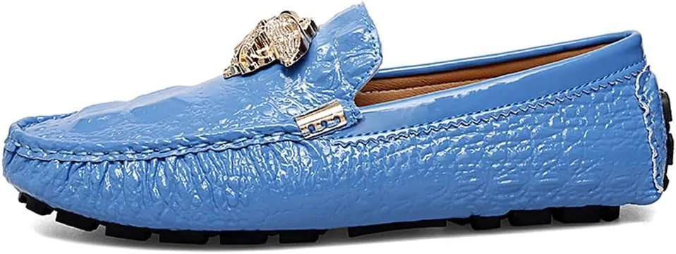 CHUUMEE Fashion Crocodile Pattern Men's Driving Penny Loafers Leather Moccasin Slip-On Casual Dress Boat Shoes