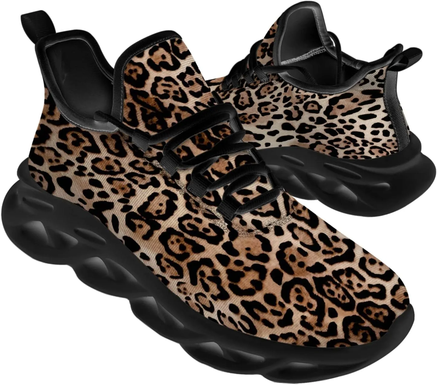 Ciadoon Leopard Shoes for Men Women Road Running Shoes Walking Tennis Sneakers Athletic Jogging Shoes Gifts