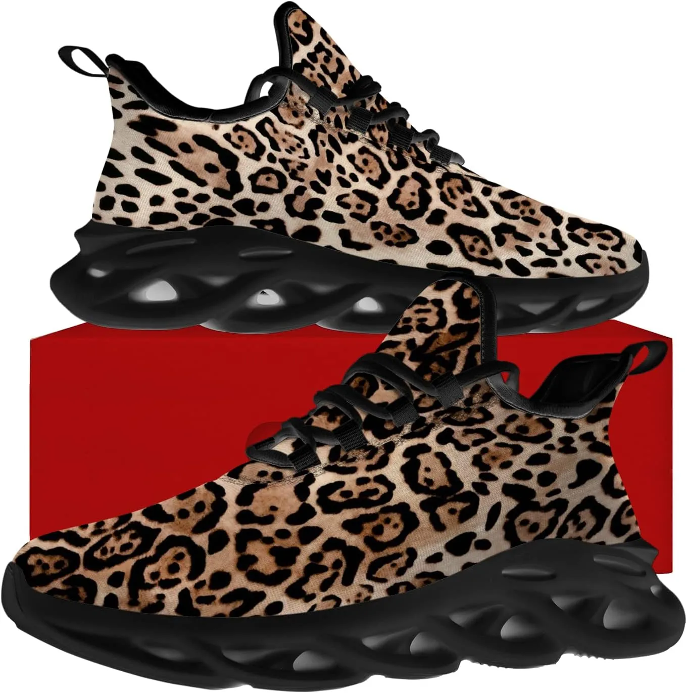 Ciadoon Leopard Shoes for Men Women Road Running Shoes Walking Tennis Sneakers Athletic Jogging Shoes Gifts