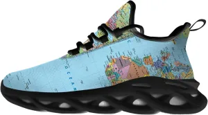 Ciadoon World Map Shoes for Women Men Road Running Walking Tennis Athletic Lightweight Sneakers World Flag Shoes Gifts for Men Women