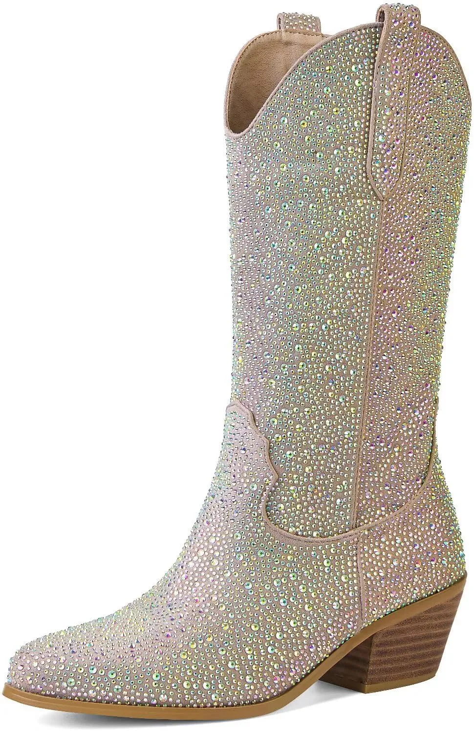 CIERWS Women's Embroidered Western Cowboy Boots Cowgirl Boots Knee High Medium Heel Chunky Heel Classic Retro Boots