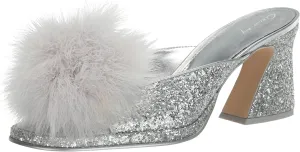 Circus NY by Sam Edelman Women's Hadie Heeled Sandal, Soft Silver Glitter Fluff, 7.5