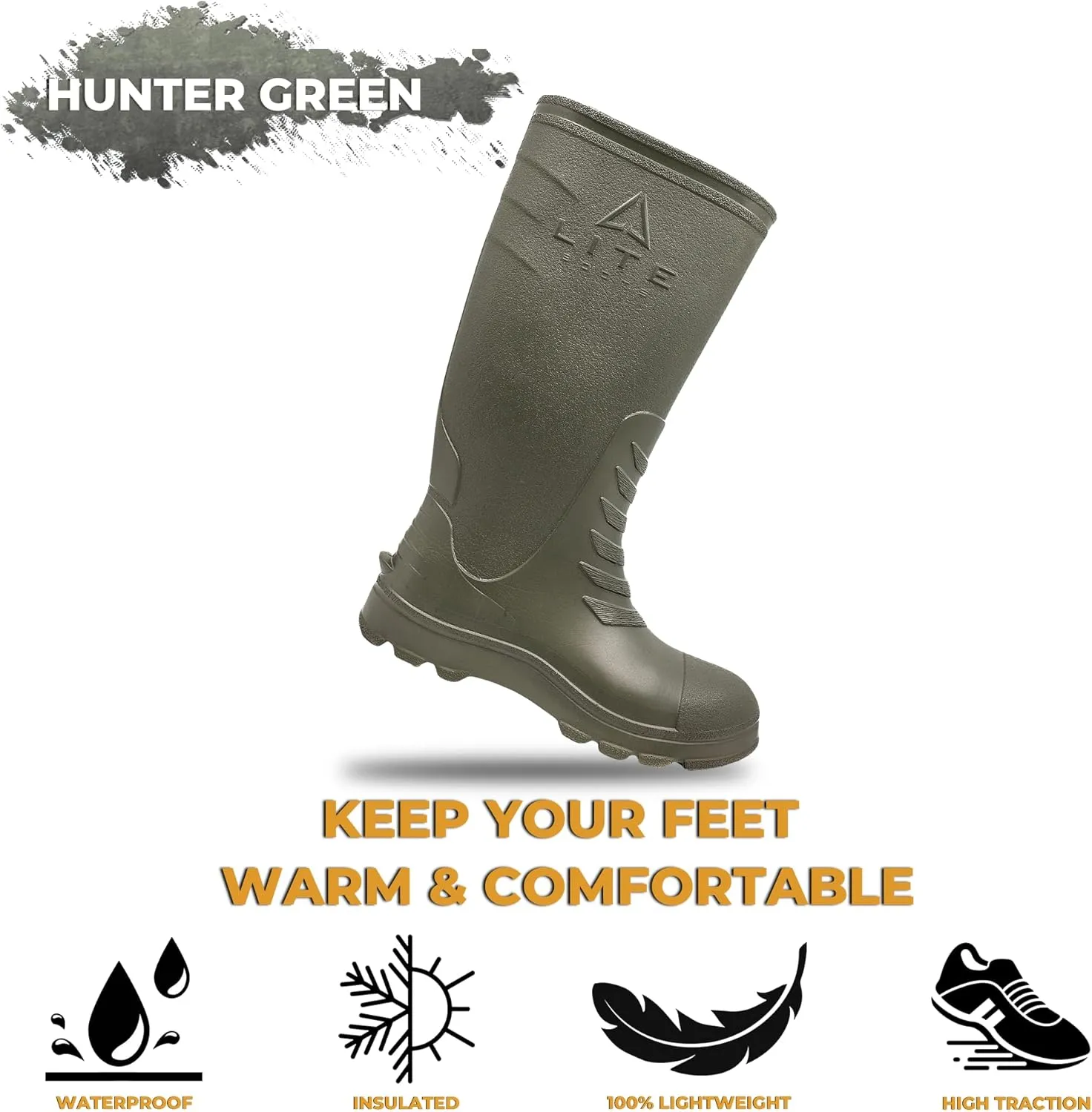 Classic Womens, Waterproof Boots for Women, Insulated, Lightweight, Hunting, Fishing, Wading, Mud, Garden, Chore Boot, Introducing The Lightest Knee High Waterproof Rain Boot Ever Made!