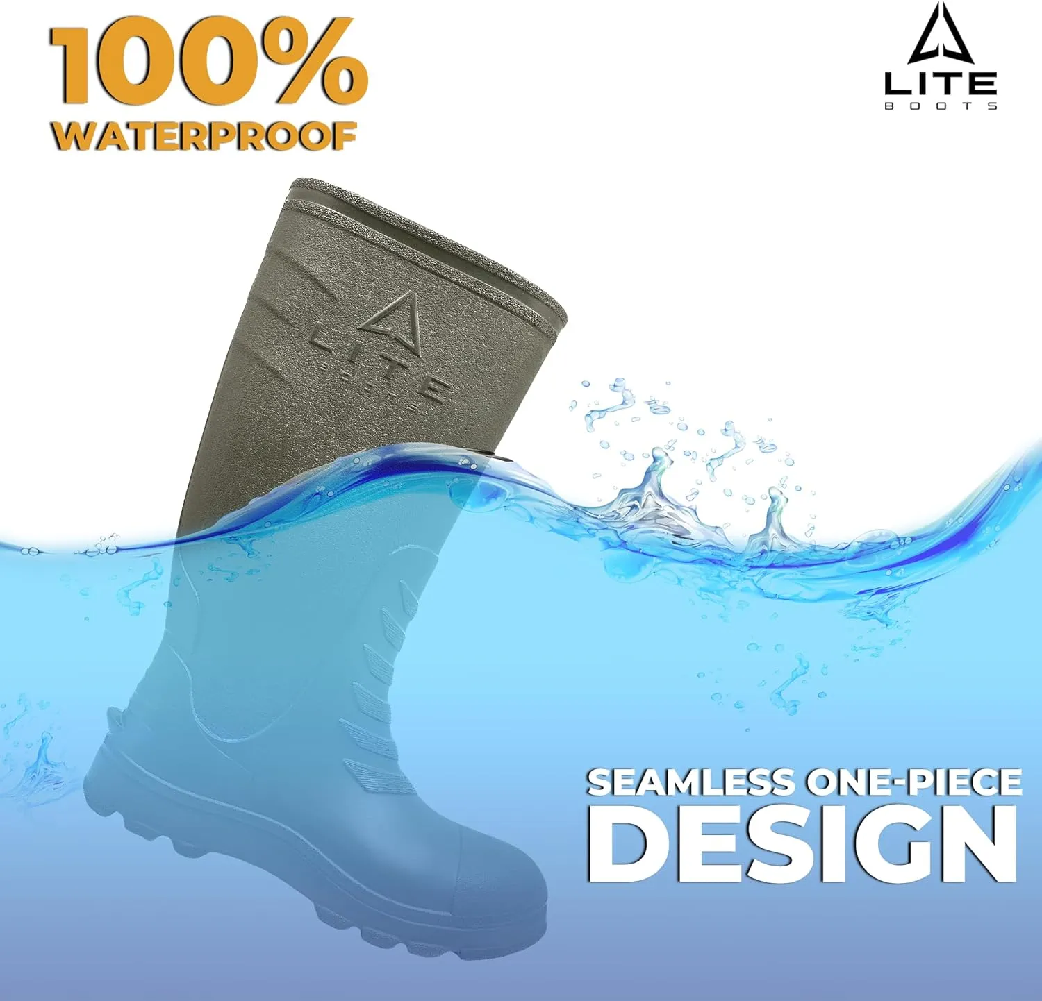 Classic Womens, Waterproof Boots for Women, Insulated, Lightweight, Hunting, Fishing, Wading, Mud, Garden, Chore Boot, Introducing The Lightest Knee High Waterproof Rain Boot Ever Made!