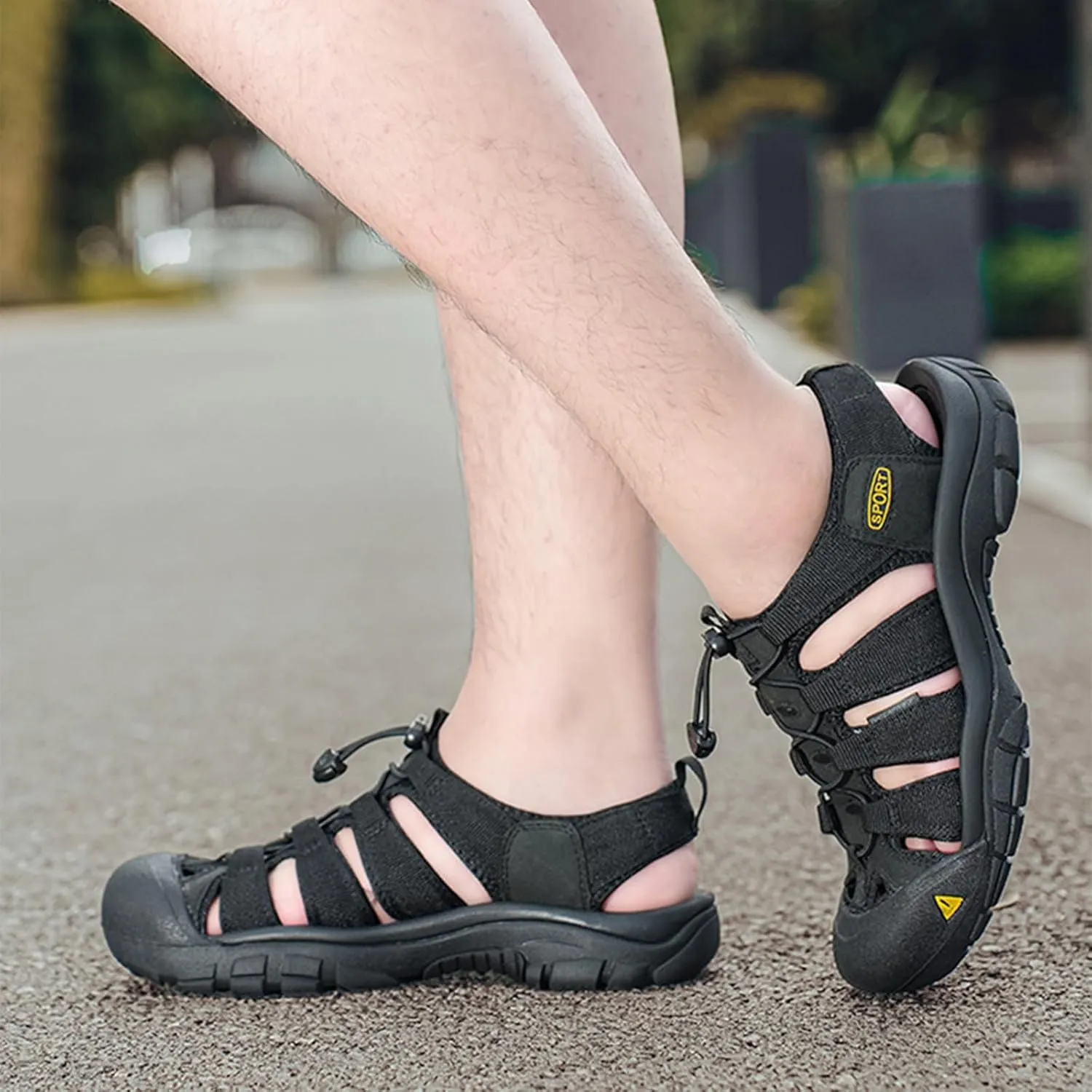 Classics Men's Breathable Hiking Sandals, Large Size Closed Toe Backpacking Sandals, Fashion Outdoor Sports Beach Shoes
