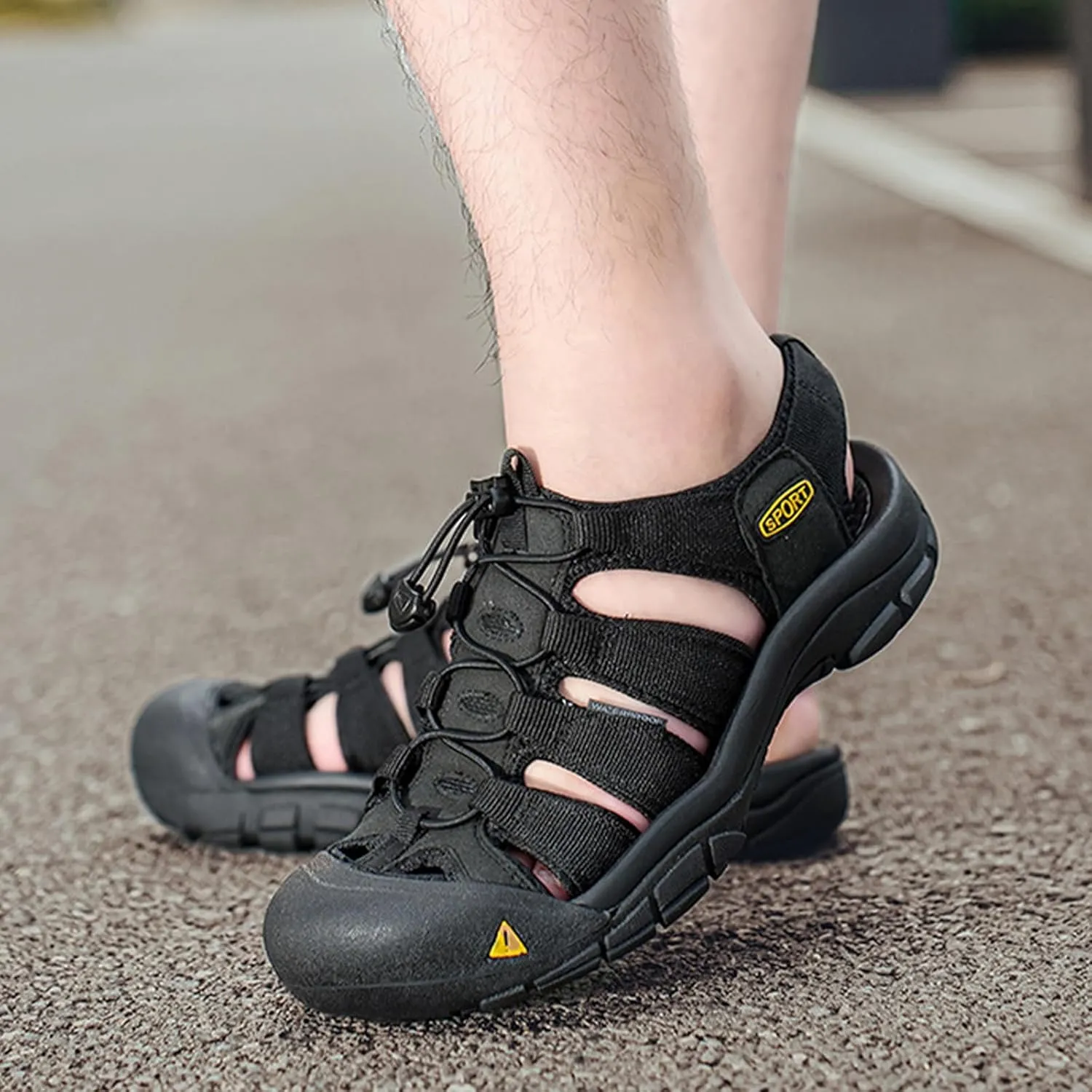 Classics Men's Breathable Hiking Sandals, Large Size Closed Toe Backpacking Sandals, Fashion Outdoor Sports Beach Shoes