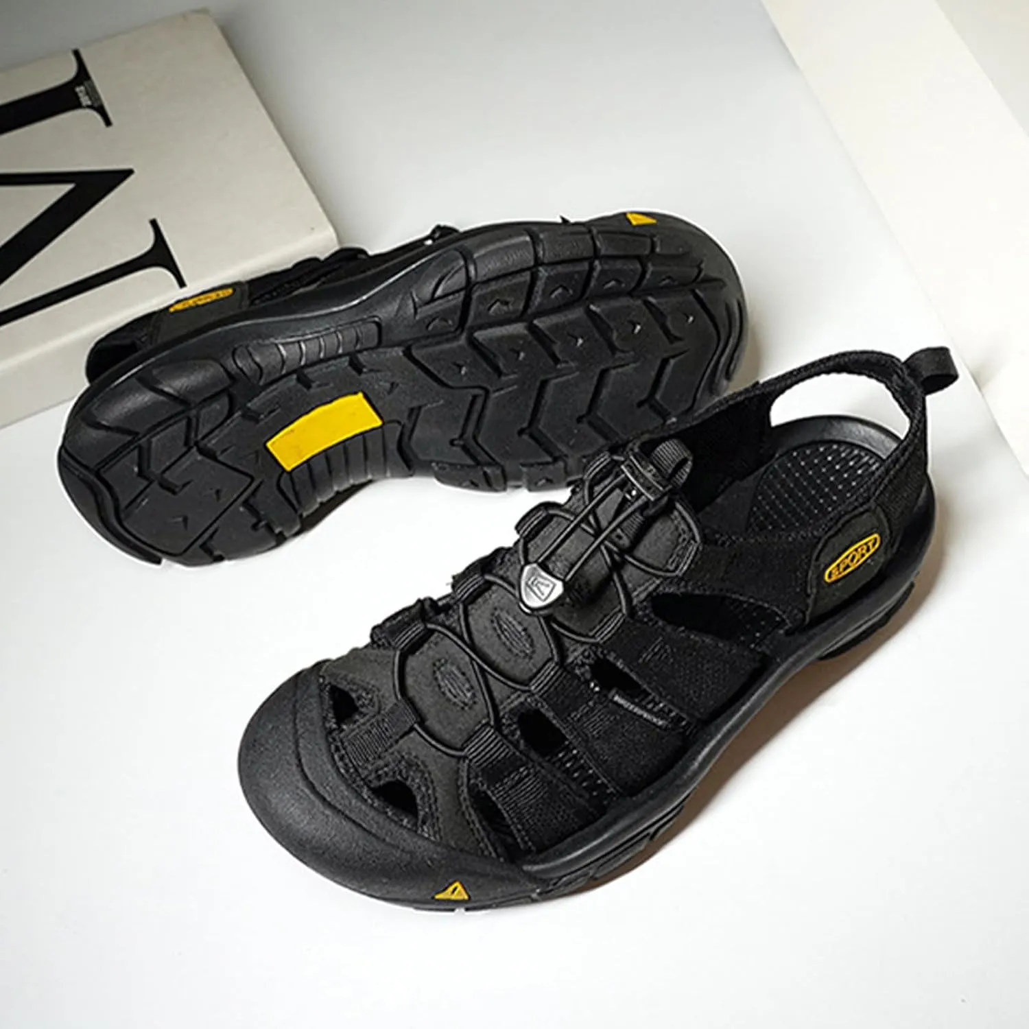 Classics Men's Breathable Hiking Sandals, Large Size Closed Toe Backpacking Sandals, Fashion Outdoor Sports Beach Shoes
