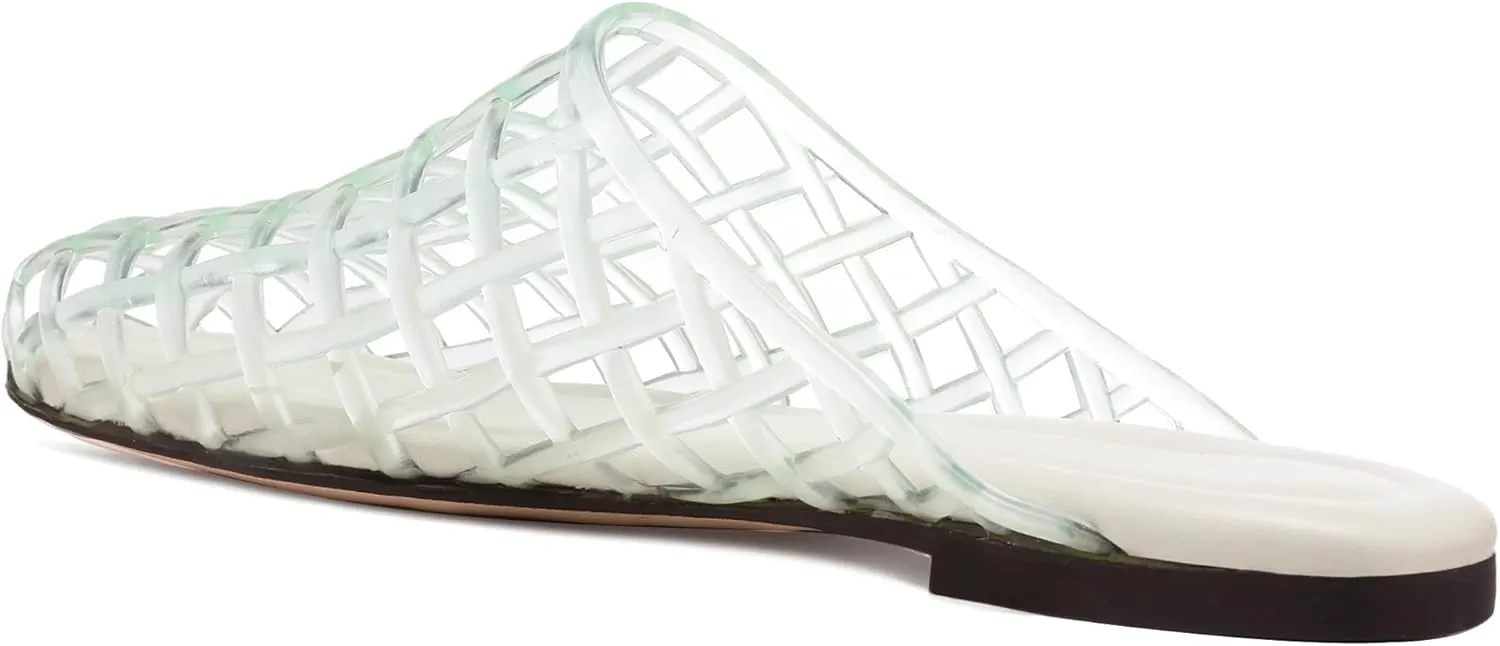 Clear Jelly Shoes for Women Slip on Jelly Mesh Slides Comfortable Closed Toe Flats Sandals Summer Beach Slippers.