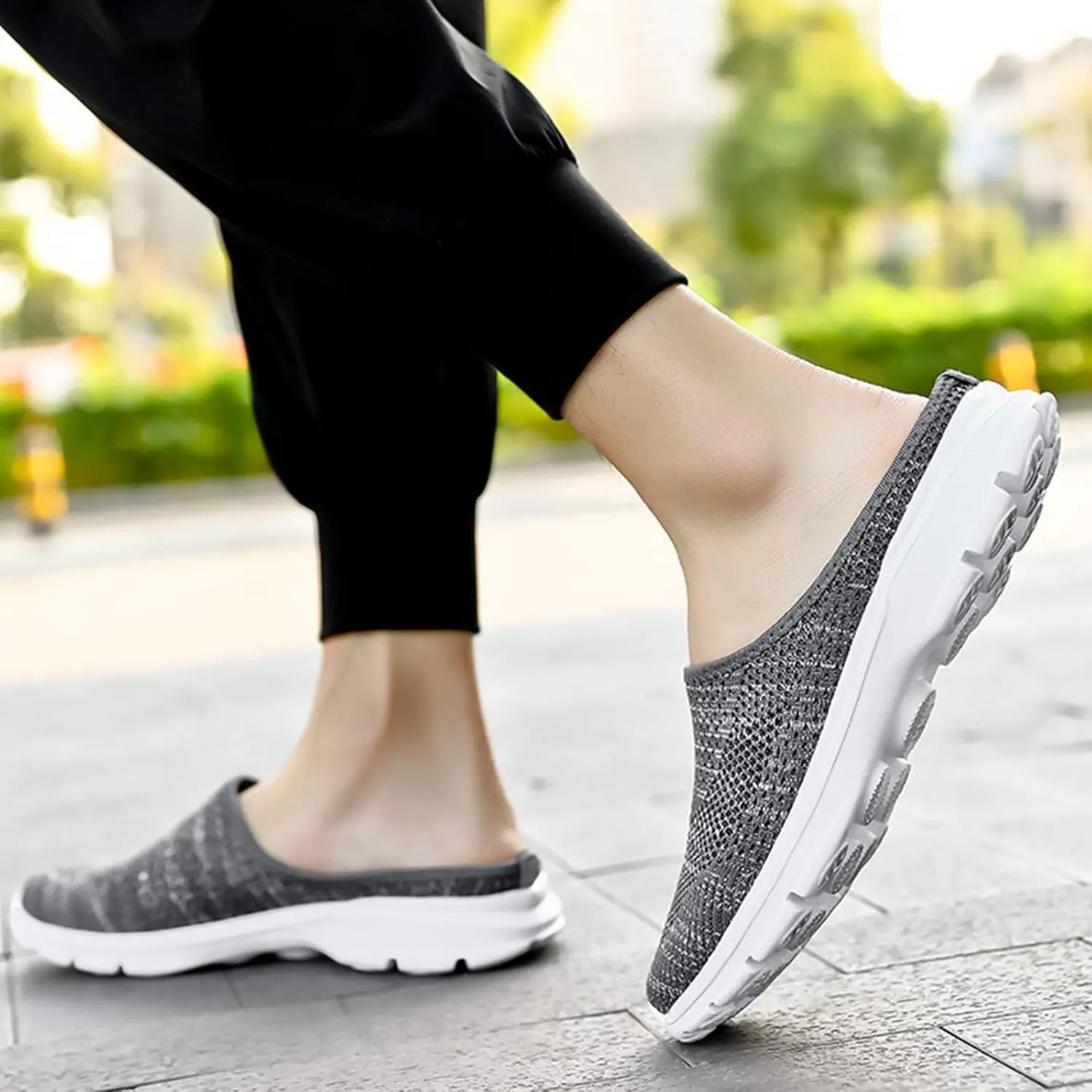 Clogs For Women Breathable Mesh Flat Slippers Casual Slingback Mules Sneakers Closed Round Toe Slip On Slippers Lightweight Athletic Outdoor Walking Shoes