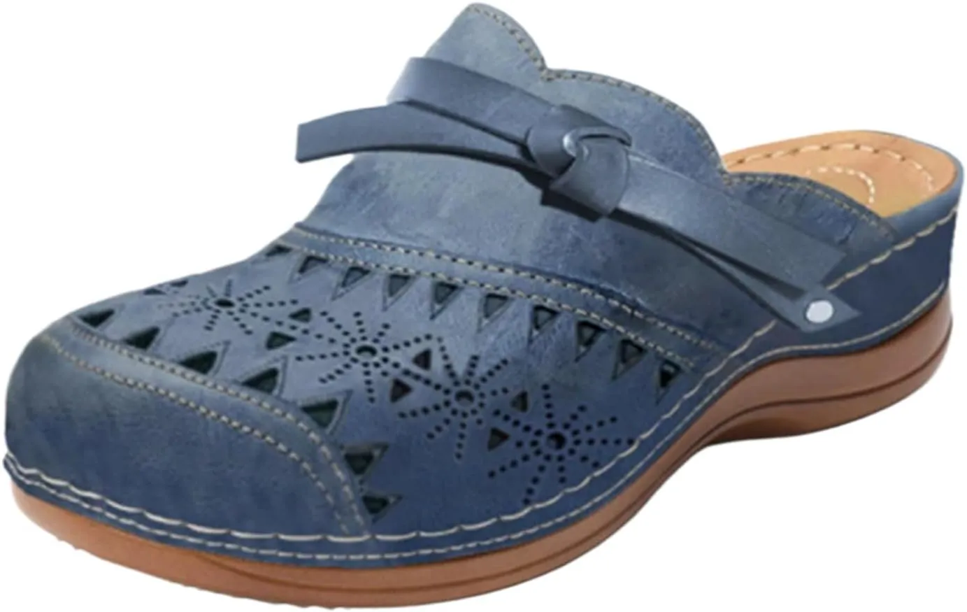 Clogs for Women Closed Toe Slip On Shoes Wide Wedge Sandals Hollow Out Slippers Arch Support Outdoor Beach Slipper Boho Comfortable Platform Outdoor Flats Sandals