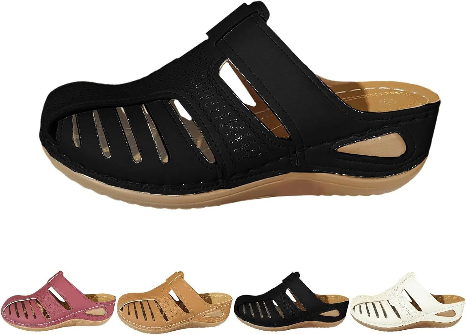 Clogs for Women Mules Comfortable Dressy Closed Toe Platform Sandals Summer Casual Adjustable Slip On Walking Wedges