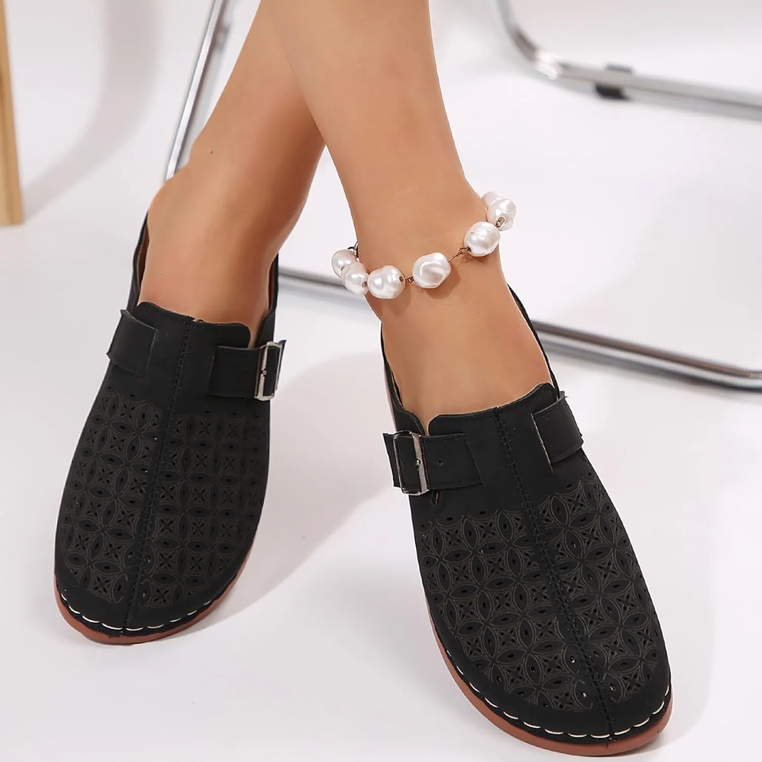 Clogs for Women Mules Shoes Comfortable Orthopedic Low Wedge Sandals Slip On Closed Toe Hollow Out Slippers for Summer, Beach, Hiking & Casual Wear