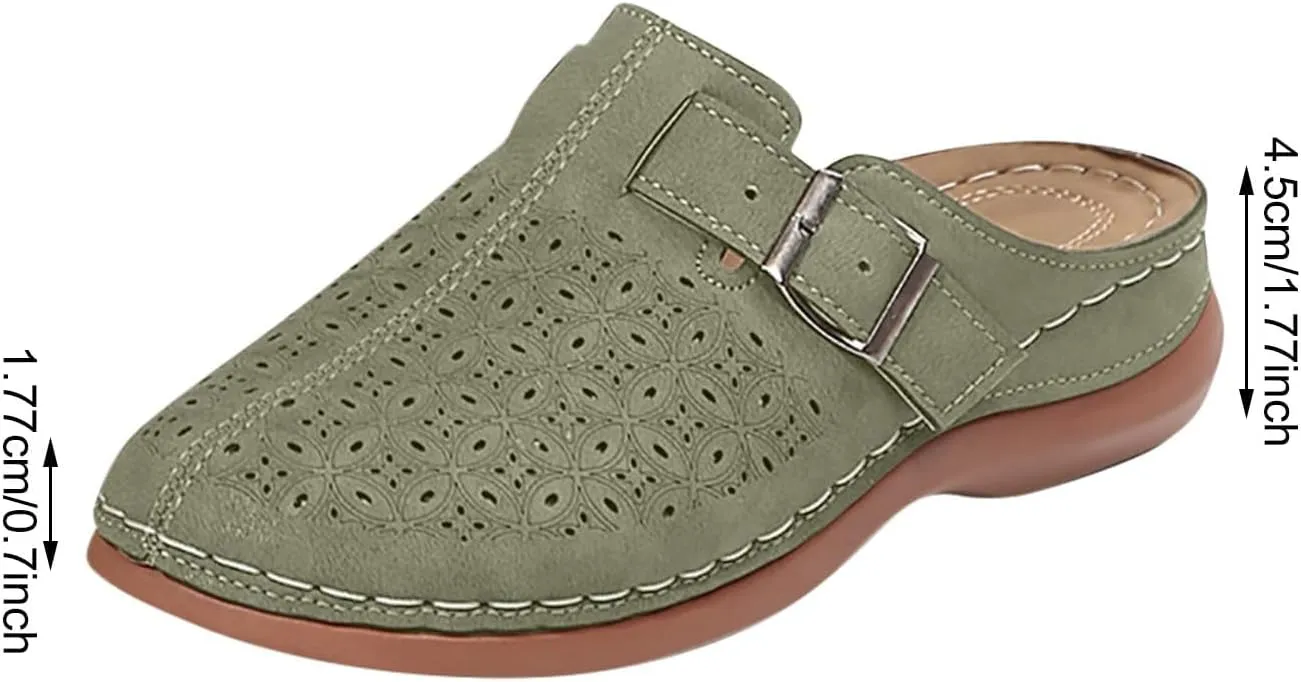 Clogs for Women Mules Shoes Comfortable Orthopedic Low Wedge Sandals Slip On Closed Toe Hollow Out Slippers for Summer, Beach, Hiking & Casual Wear