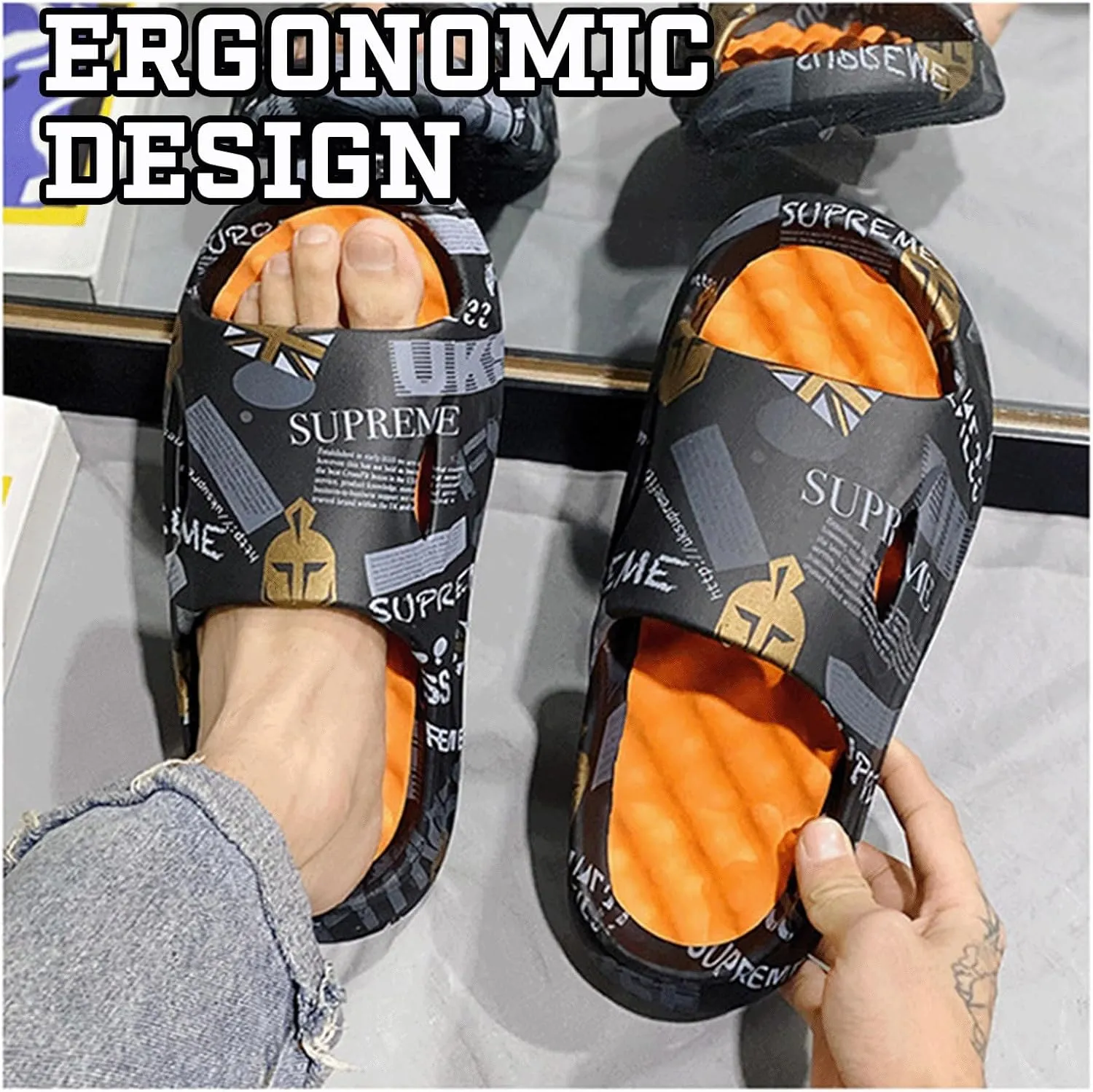 Cloud Slides for Women Men Cool Pillow Slippers Non-Slip Shower Bath Platform Foam Sandals for Indoor Outdoor House Pool