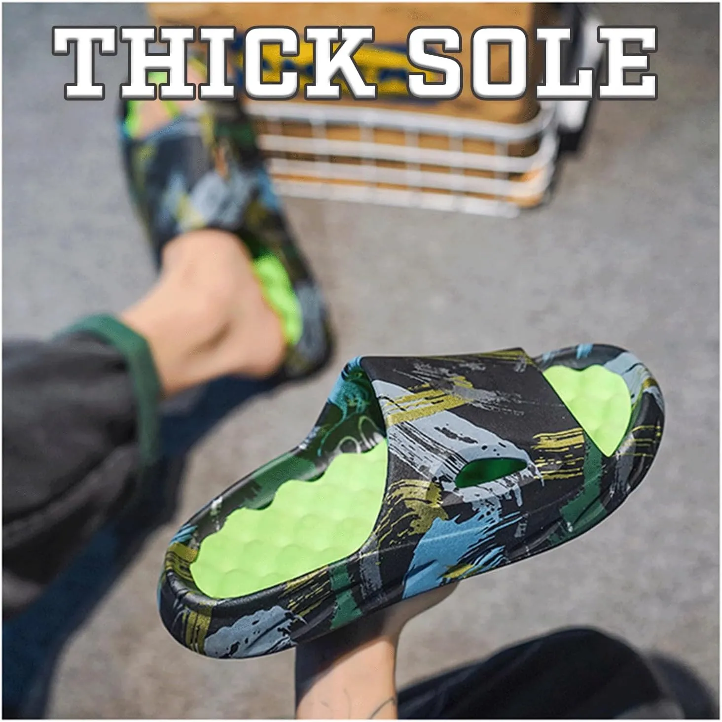 Cloud Slides for Women Men Cool Pillow Slippers Non-Slip Shower Bath Platform Foam Sandals for Indoor Outdoor House Pool