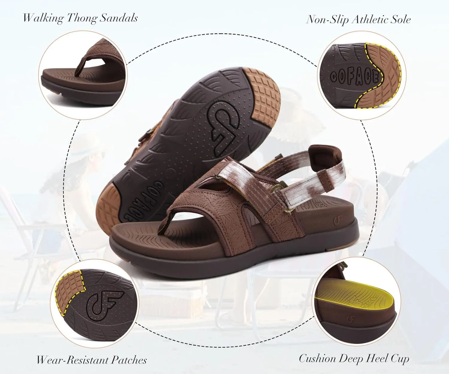 COFACE Flip Flops Sandals for Women Ladies Lightweight Athletic Soft Cushion Walking Sandals Orthotic Orthopedic Thong Sandals With Comfortable Arch Support Outdoor Beach Summer (US Size 6-12)