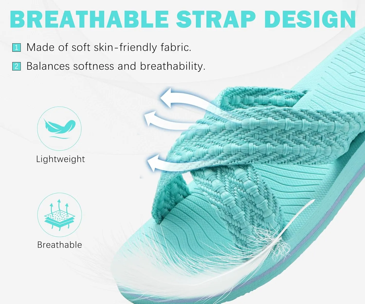 COFACE Womens Orthopedic Sandals Comfortable Orthotic Soft Cushion Recovery Plantar Fasciitis Walking Slip On Ladies Cloud Cross Slides for Woman Size 5-11