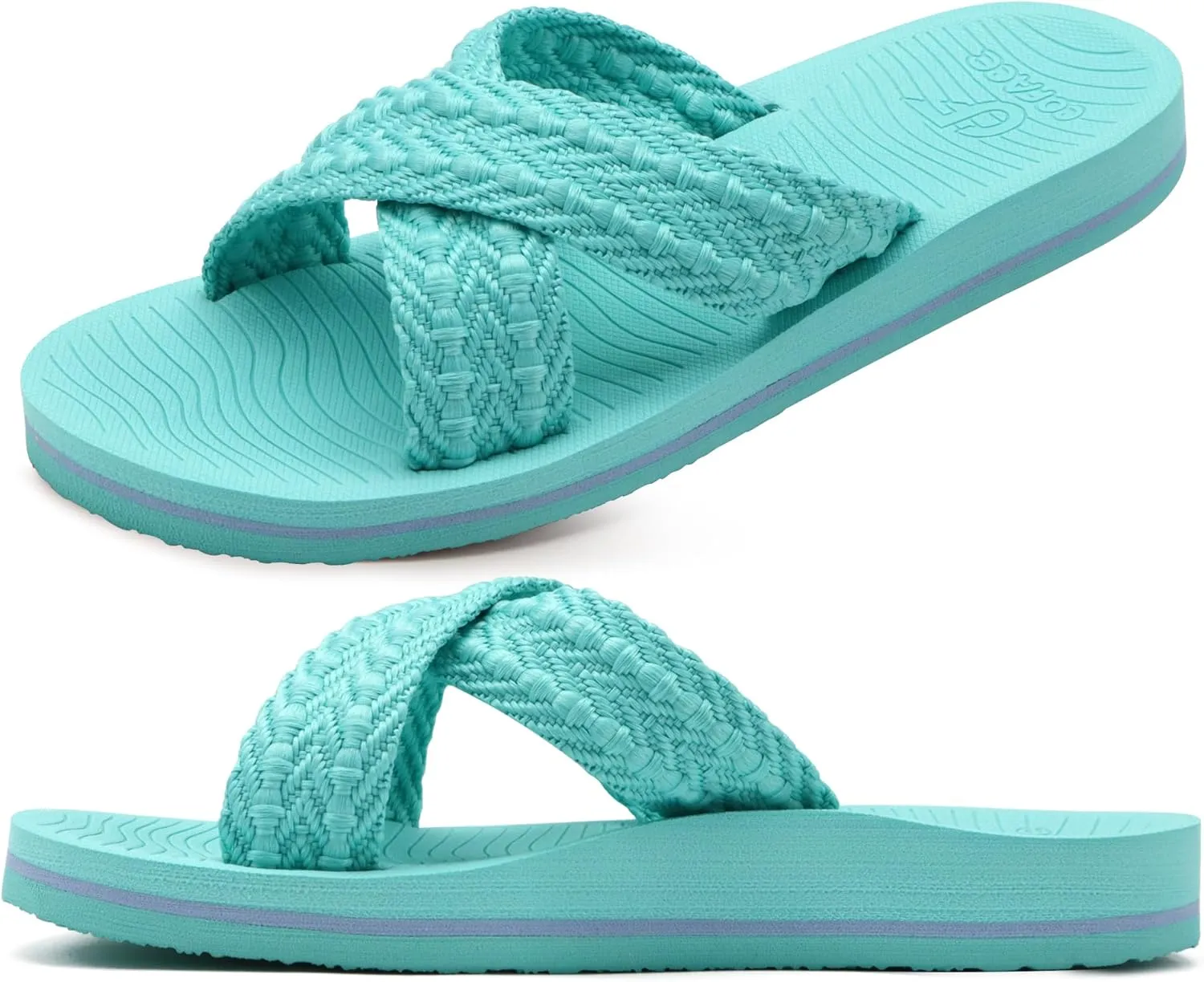 COFACE Womens Orthopedic Sandals Comfortable Orthotic Soft Cushion Recovery Plantar Fasciitis Walking Slip On Ladies Cloud Cross Slides for Woman Size 5-11