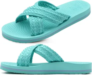 COFACE Womens Orthopedic Sandals Comfortable Orthotic Soft Cushion Recovery Plantar Fasciitis Walking Slip On Ladies Cloud Cross Slides for Woman Size 5-11