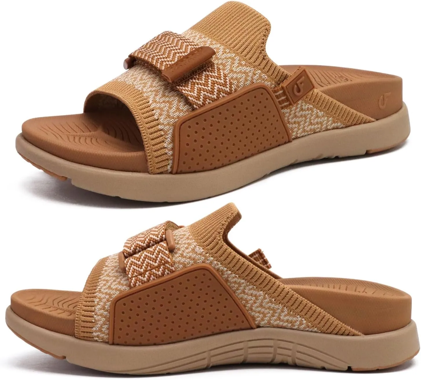 COFACE Women’s Orthotic Sandals Comfortable Plantar Fasciitis Arch Support Sandal Slippers Ladies Fashion Fabric Kint Slides Sandals with Lightweight Athletic Soft Cushion Footbed (US Size 5-11)