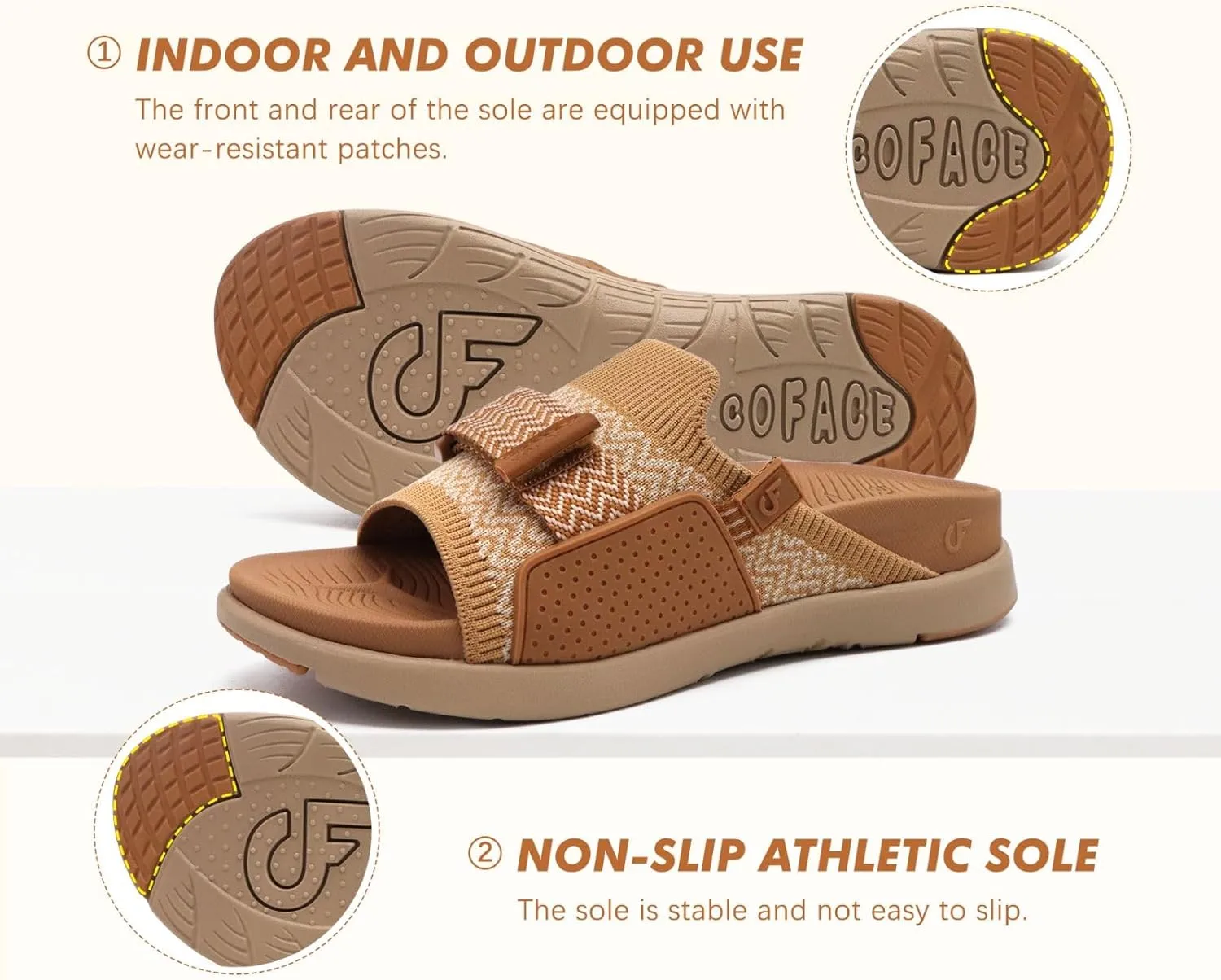 COFACE Women’s Orthotic Sandals Comfortable Plantar Fasciitis Arch Support Sandal Slippers Ladies Fashion Fabric Kint Slides Sandals with Lightweight Athletic Soft Cushion Footbed (US Size 5-11)
