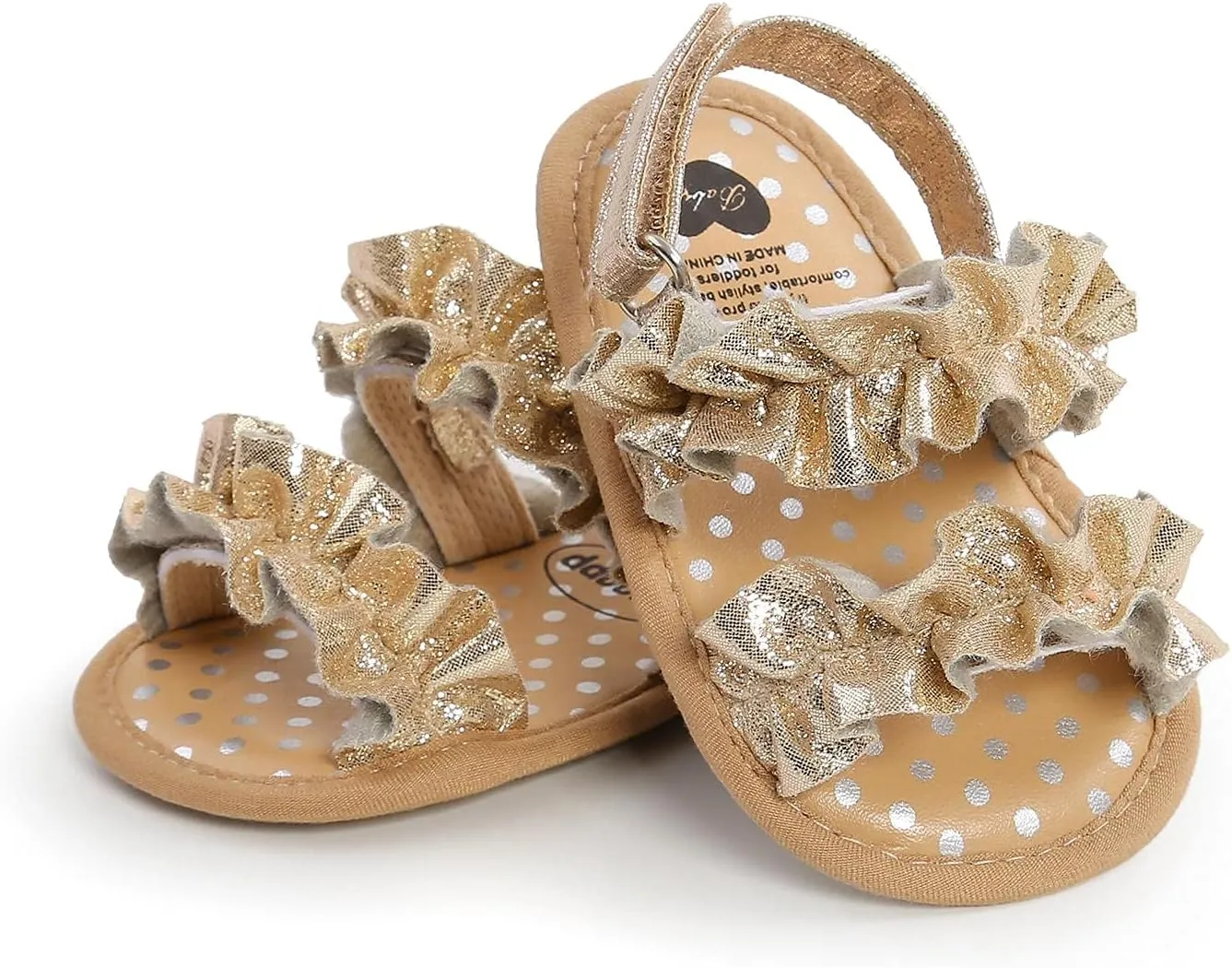 CoKate Baby Girls Sandals Ruffle Bowknot Premium Soft Sole Anti-Slip Open Toe Breathable Summer Outdoor First Walker Shoes Baby Sandals 0-3 months girls
