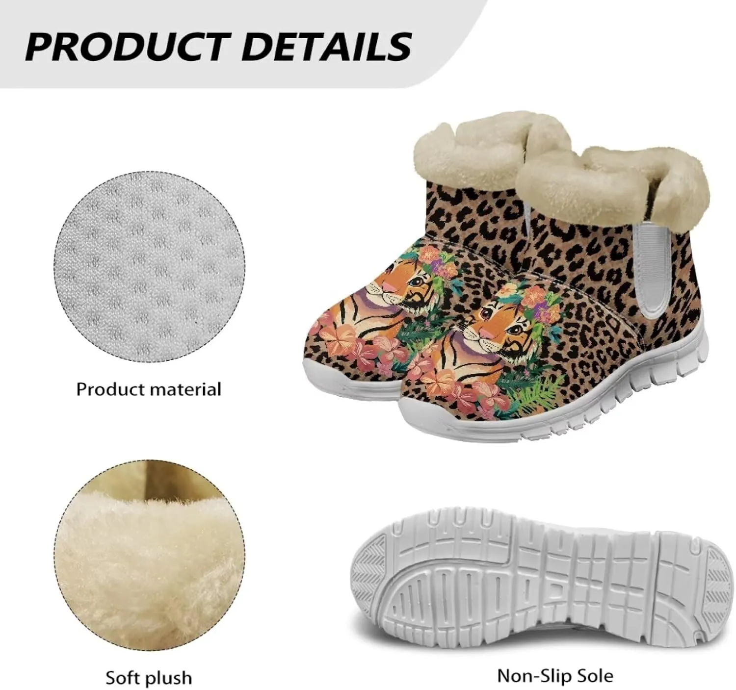 Coloranimal Womens Booties Winter Boots Womens Fuzzy Boots Winter Shoes Warm Fur Lined Snow Boots Ankle Boots Anti Skid Walking Boots