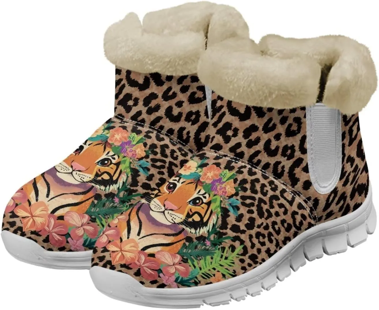 Coloranimal Womens Booties Winter Boots Womens Fuzzy Boots Winter Shoes Warm Fur Lined Snow Boots Ankle Boots Anti Skid Walking Boots