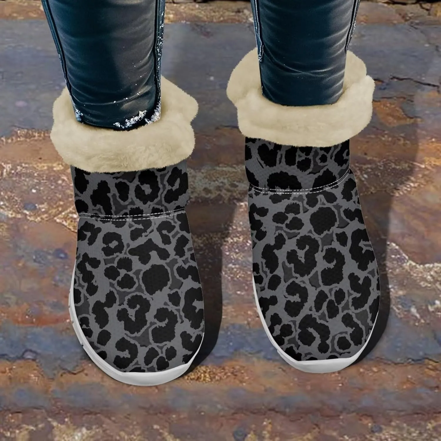 Coloranimal Womens Booties Winter Boots Womens Fuzzy Boots Winter Shoes Warm Fur Lined Snow Boots with Anti Skid Sole Walking Boots
