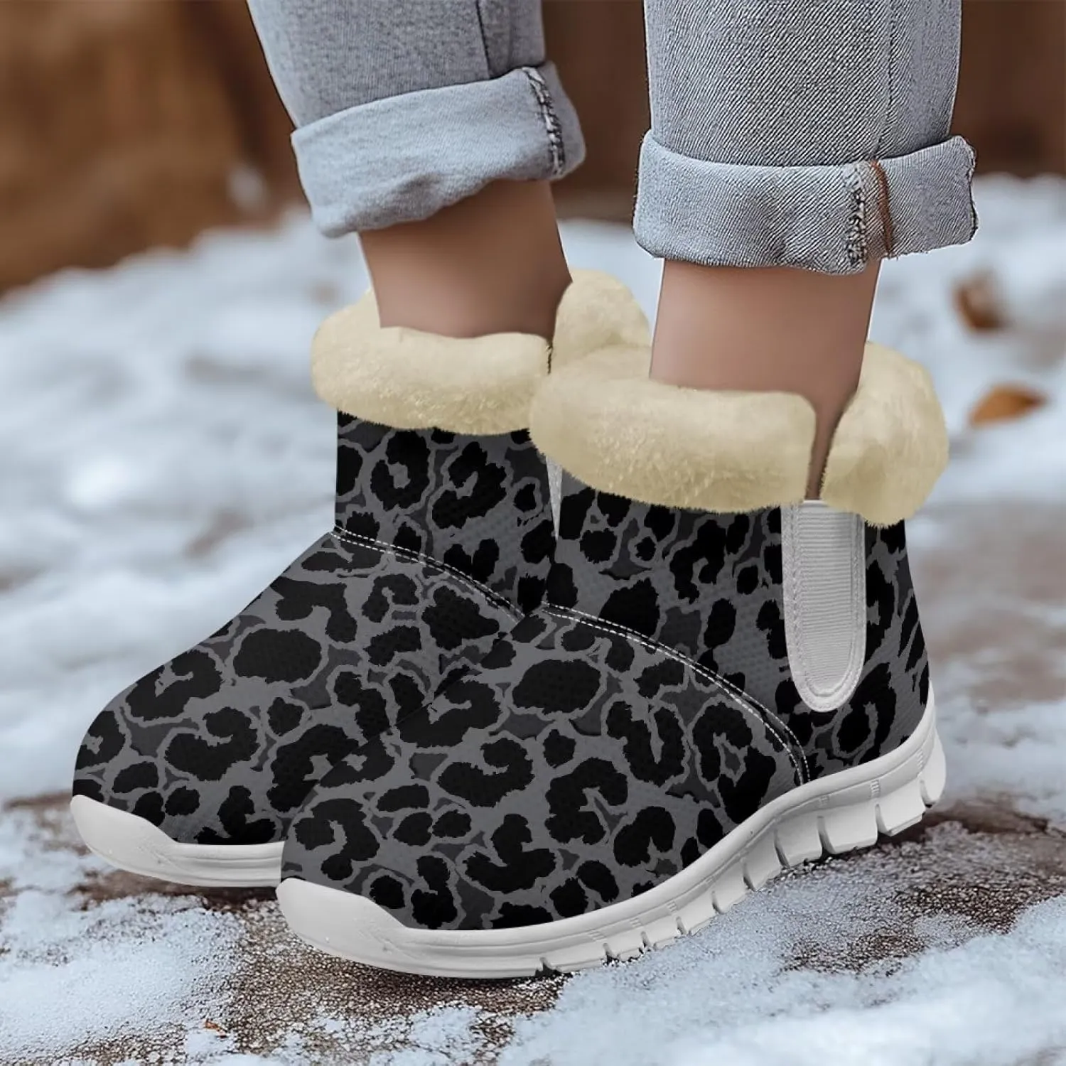 Coloranimal Womens Booties Winter Boots Womens Fuzzy Boots Winter Shoes Warm Fur Lined Snow Boots with Anti Skid Sole Walking Boots