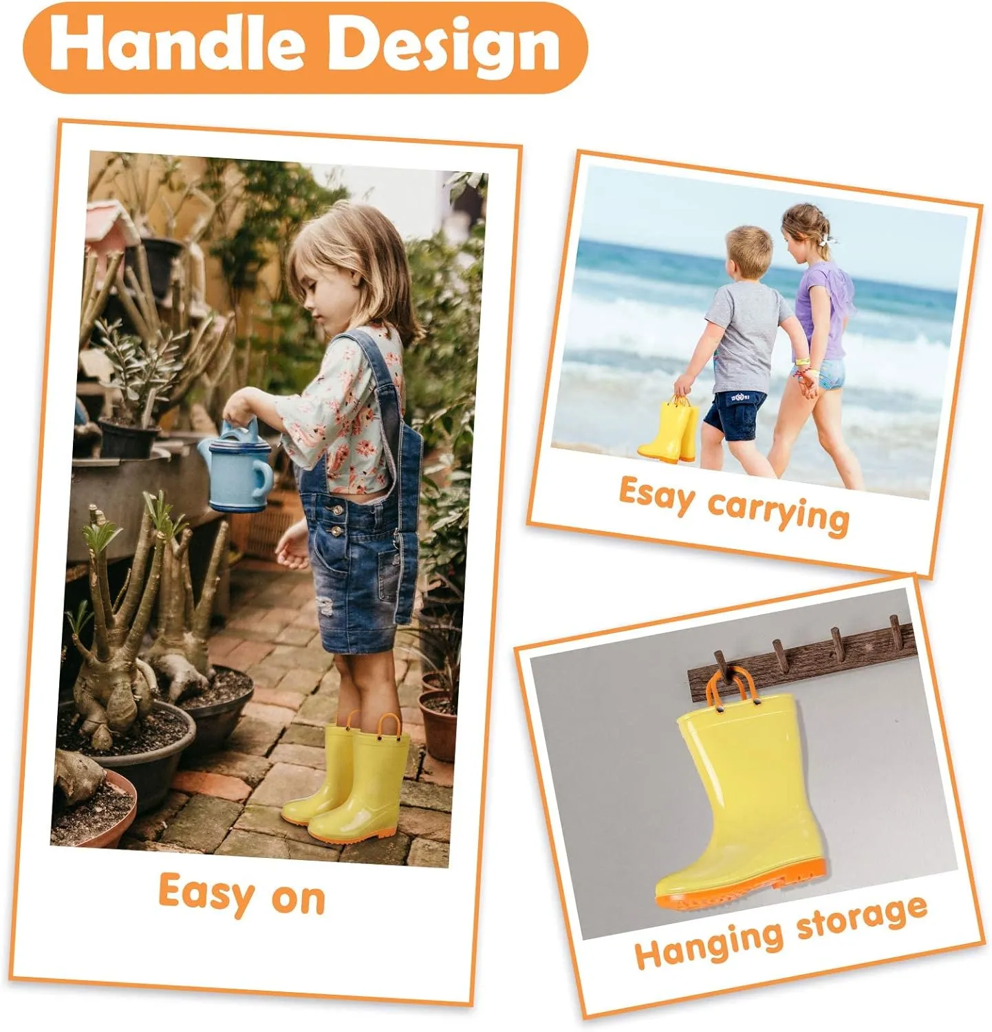 Colorxy Kids Rain Boots for Boys Girls Waterproof Toddler Rain Boots with Easy-On Handles