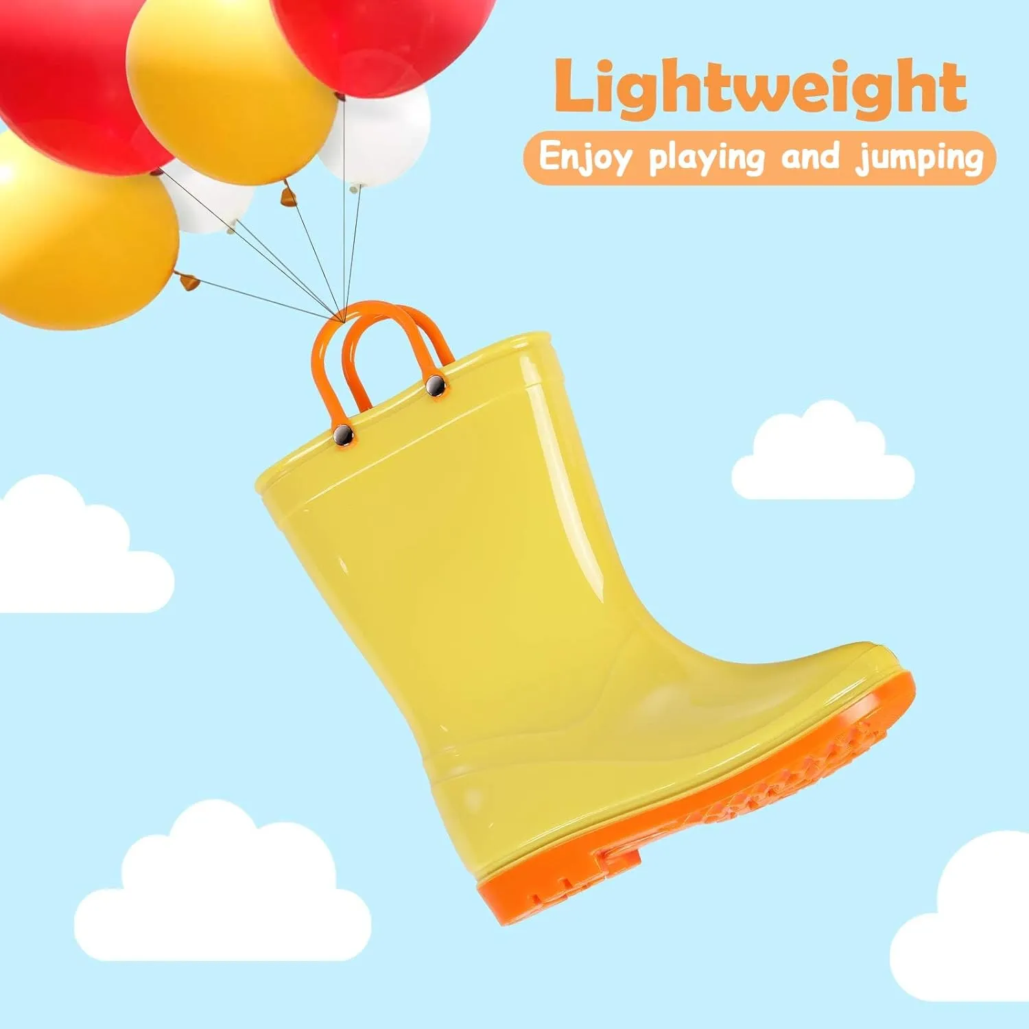 Colorxy Kids Rain Boots for Boys Girls Waterproof Toddler Rain Boots with Easy-On Handles